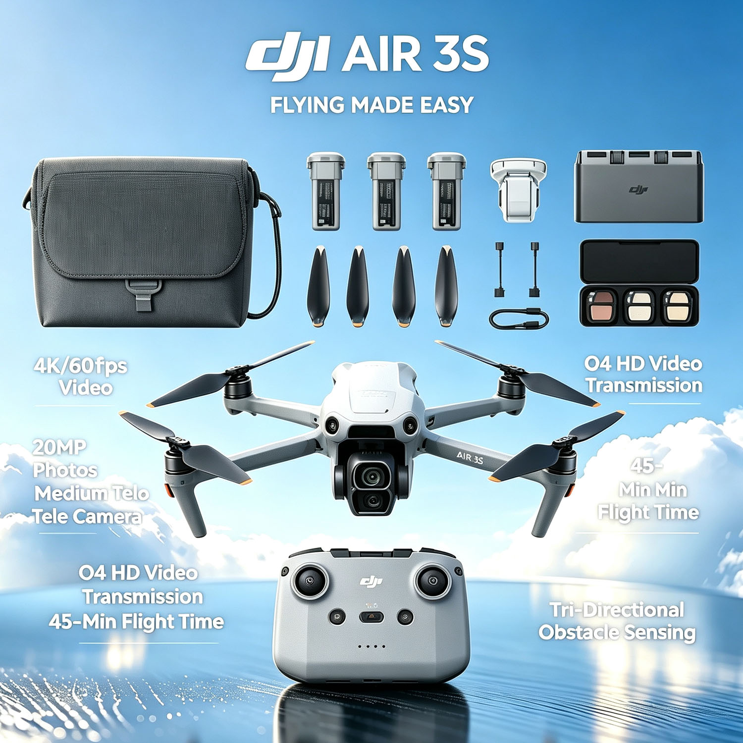 Open Box-DJI Air 3S Fly More C - огляд і ціна Drone Battery 3S
